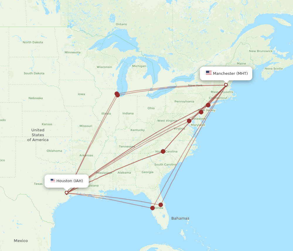 MHT-IAH flight routes
