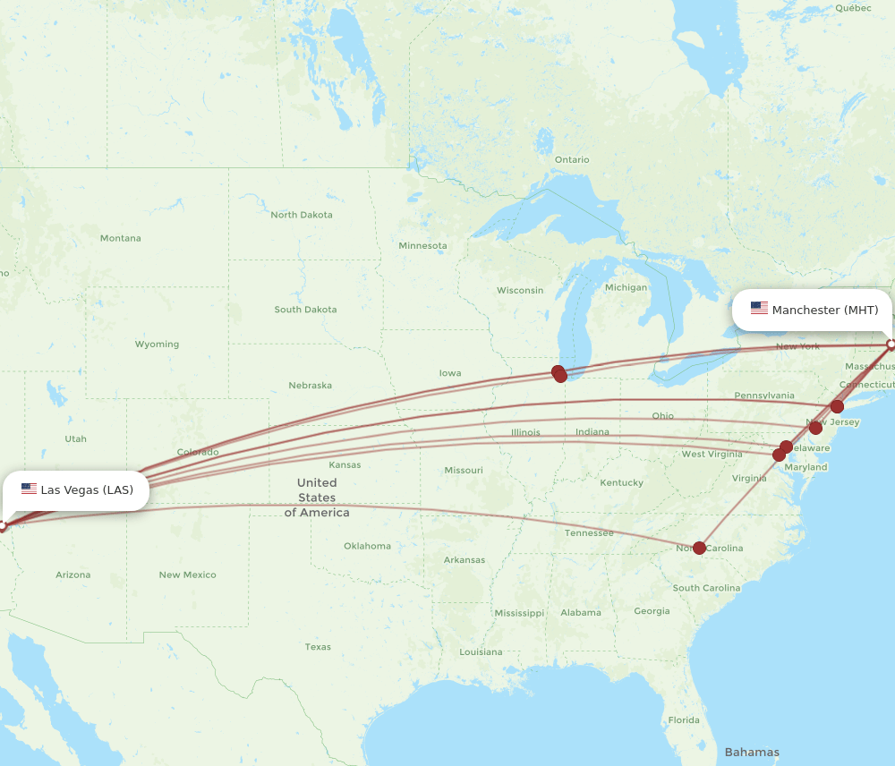 MHT-LAS flight routes