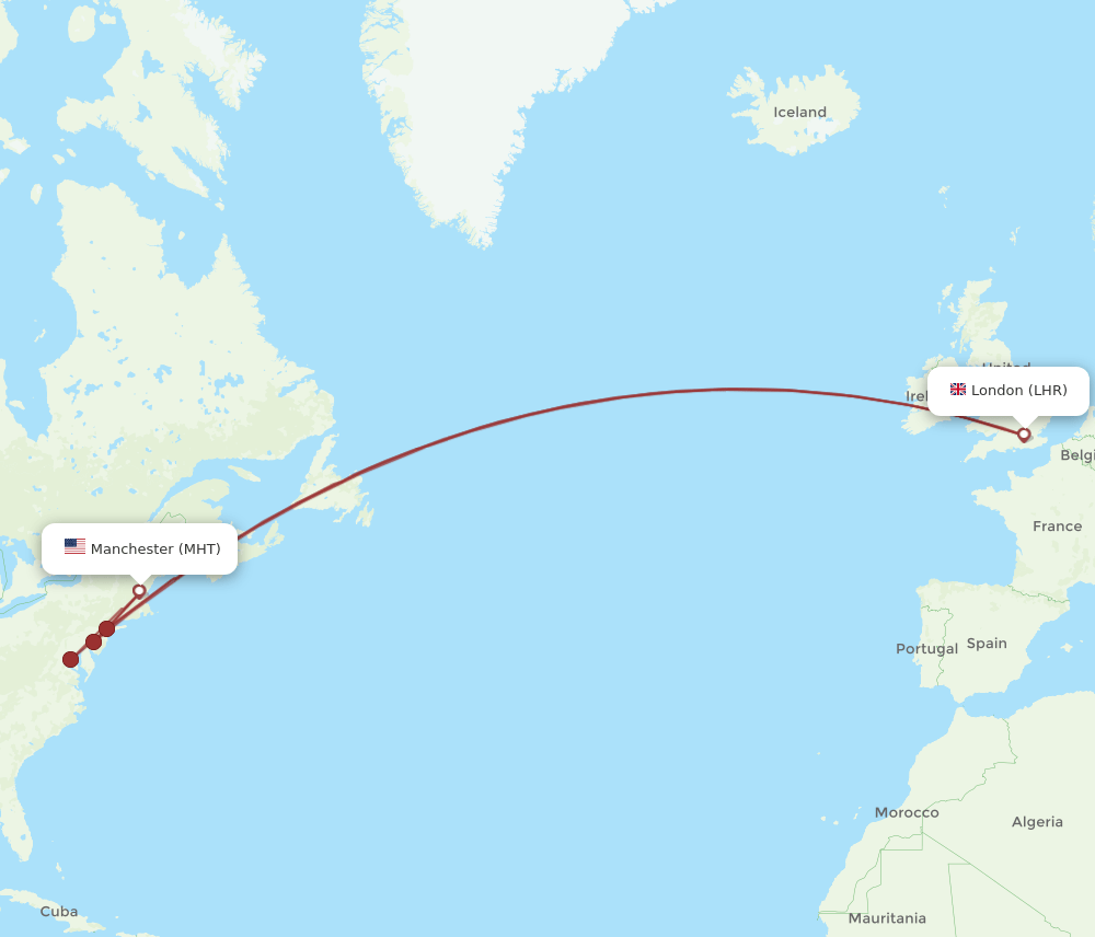 MHT-LHR flight routes