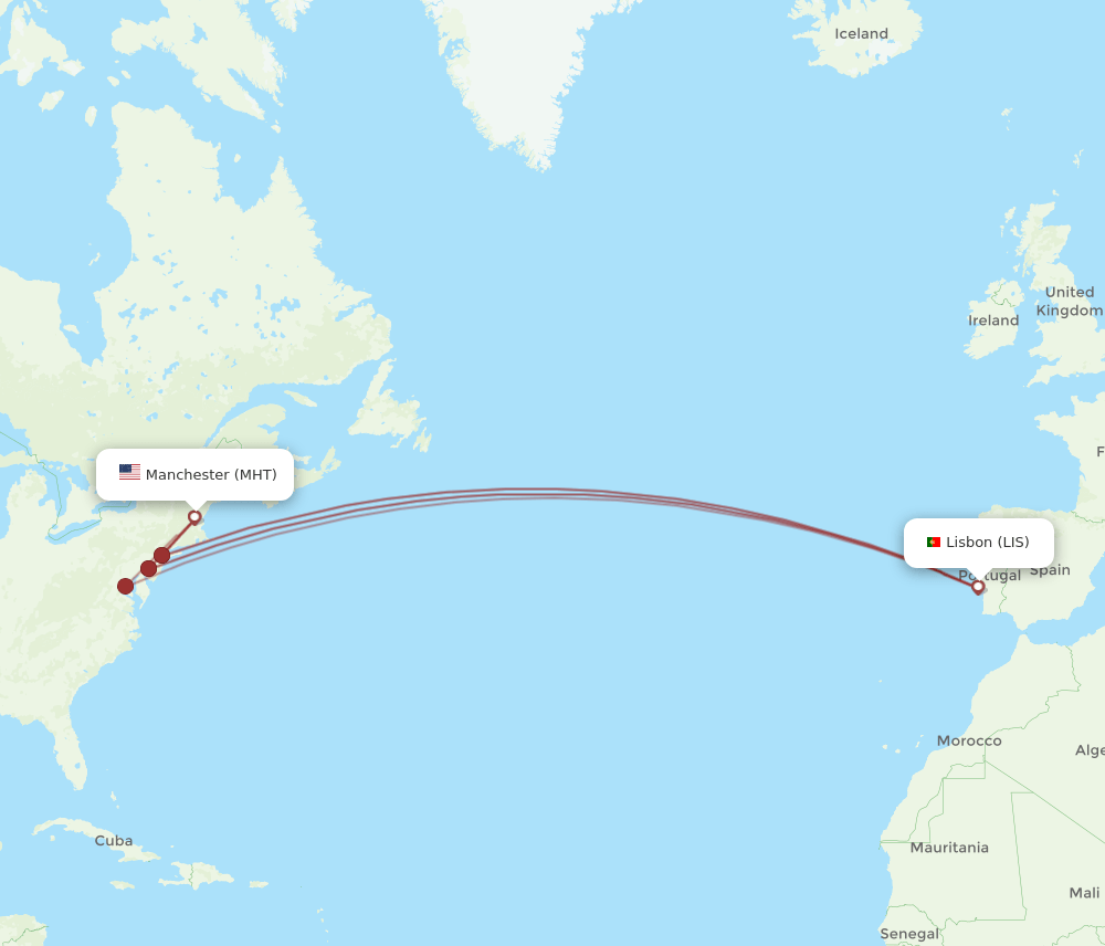MHT-LIS flight routes