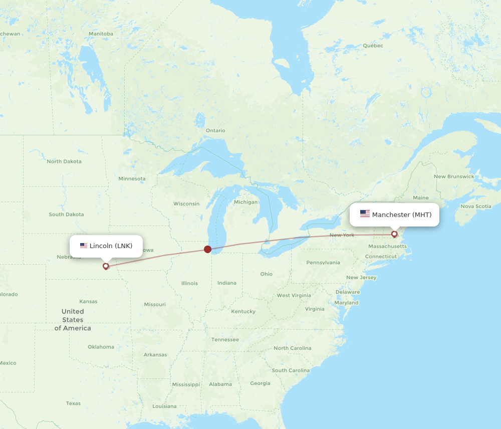 MHT-LNK flight routes
