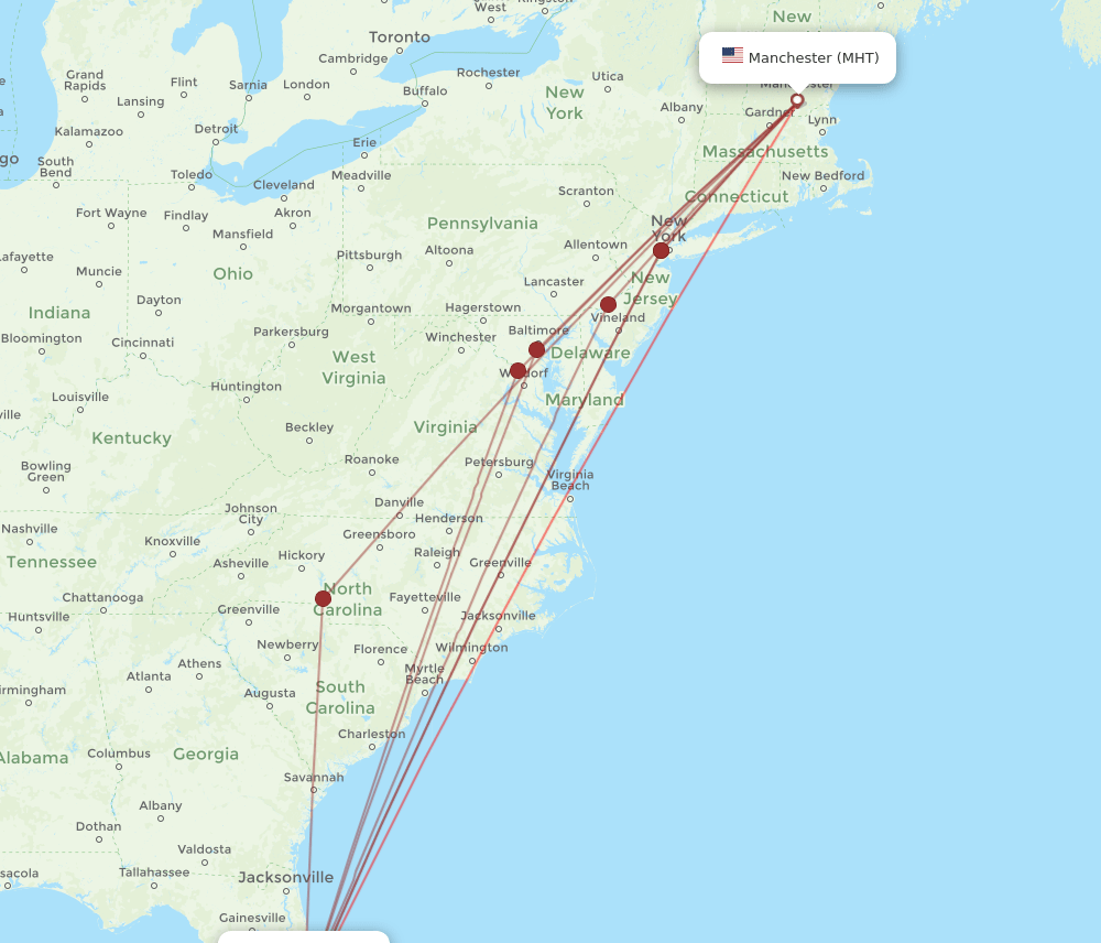 MHT-MCO flight routes