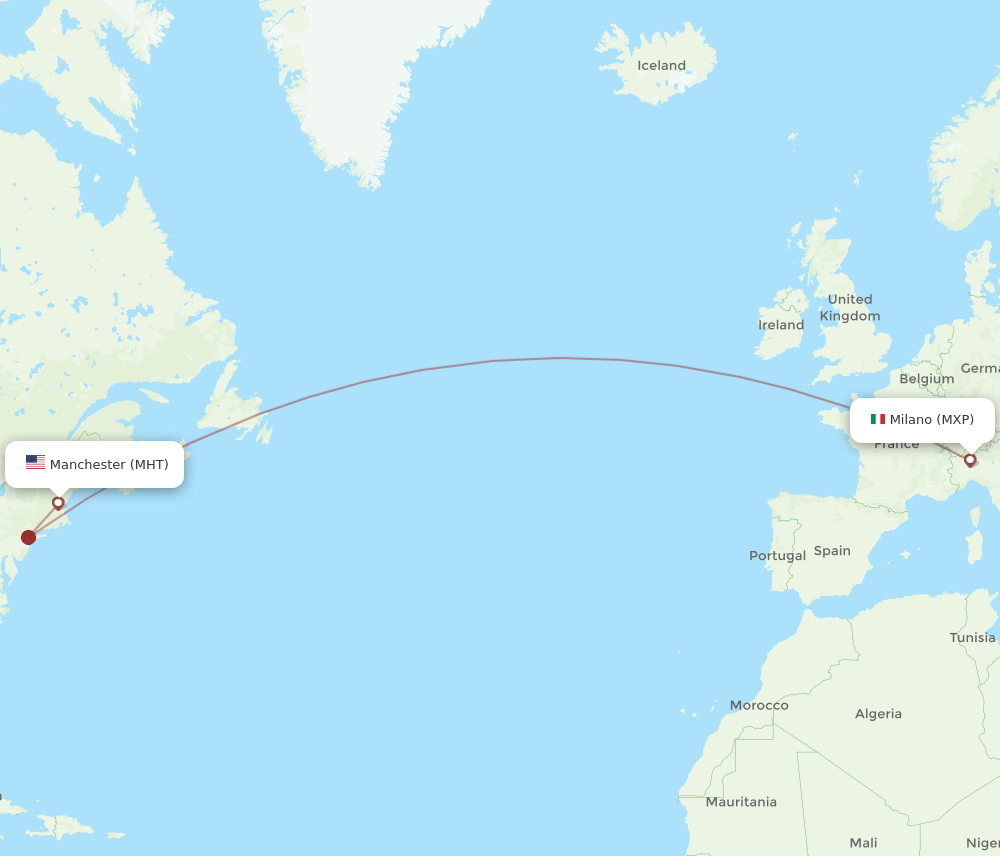MHT to MXP flights and routes map