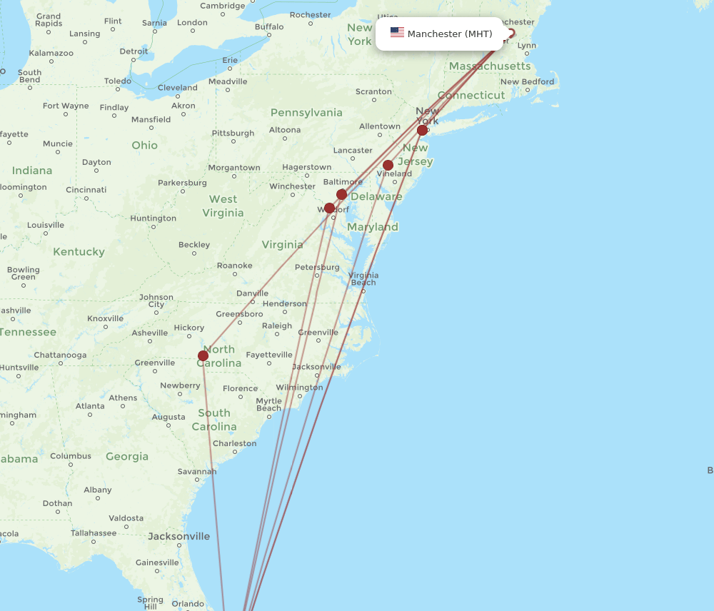 MHT-PBI flight routes