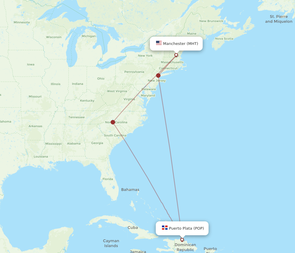 MHT-POP flight routes