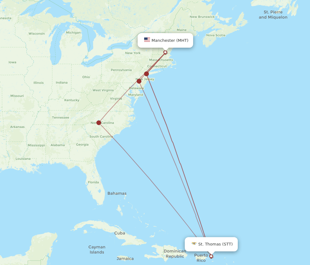 MHT-STT flight routes