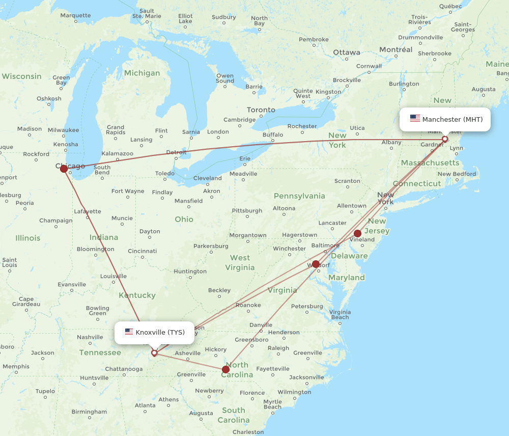 MHT-TYS flight routes