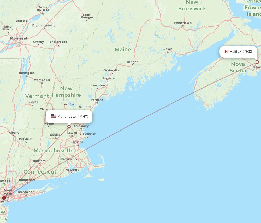 MHT-YHZ flight routes