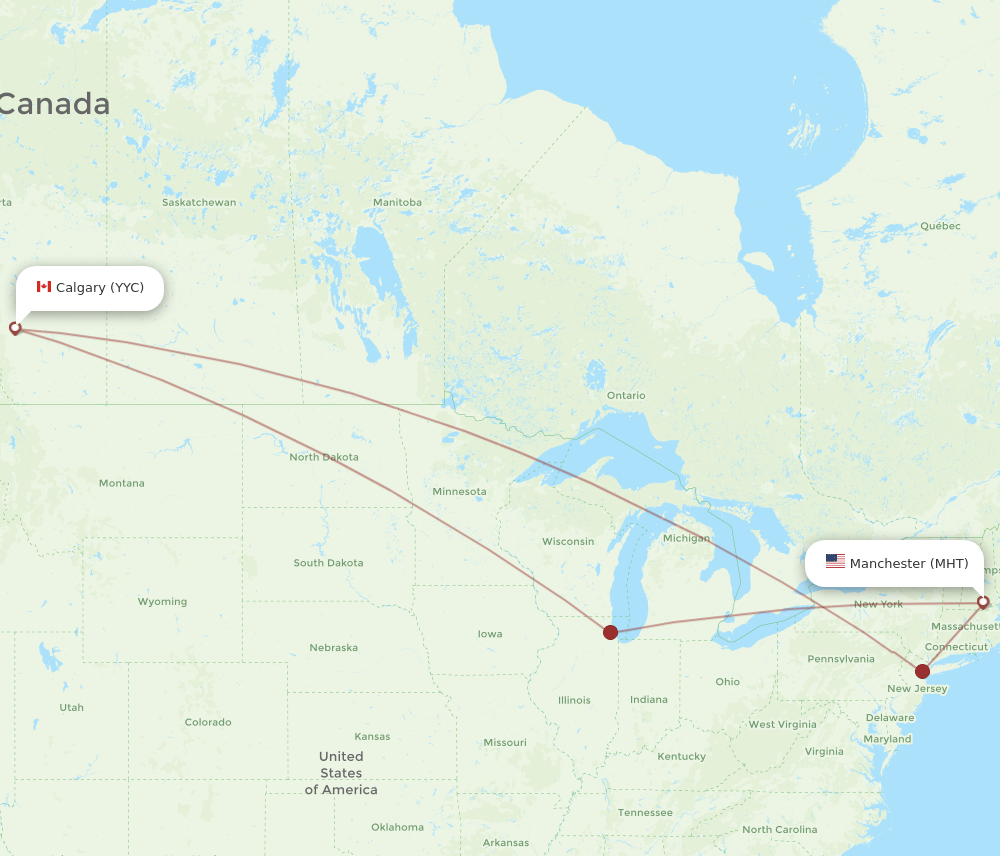 MHT-YYC flight routes