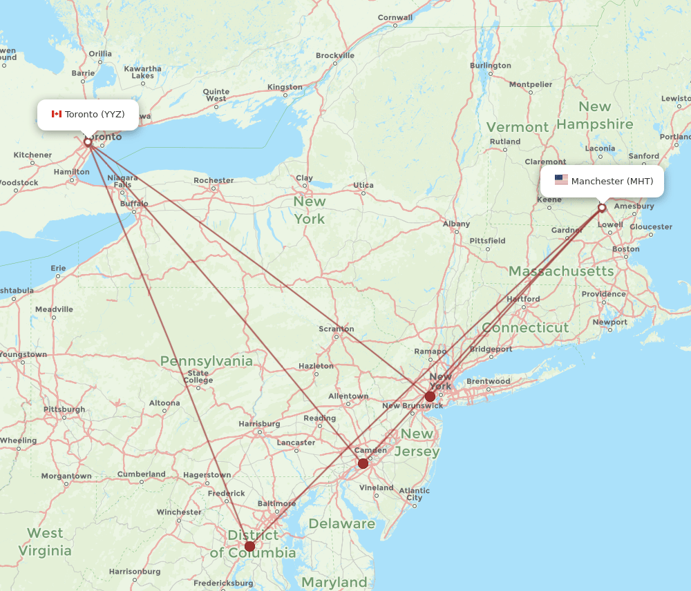 MHT-YYZ flight routes