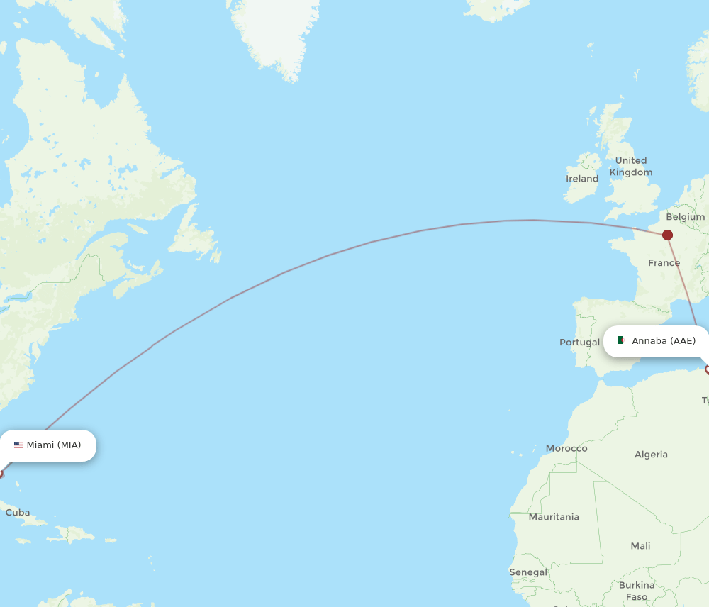 MIA-AAE flight routes