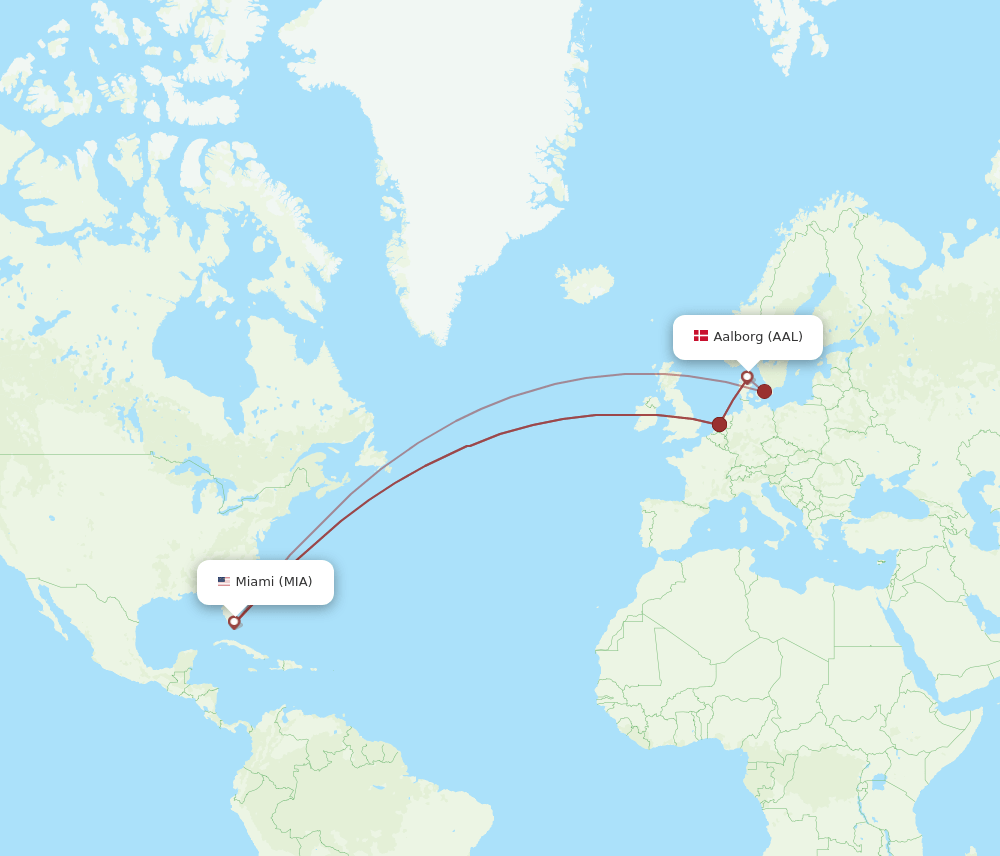 MIA-AAL flight routes