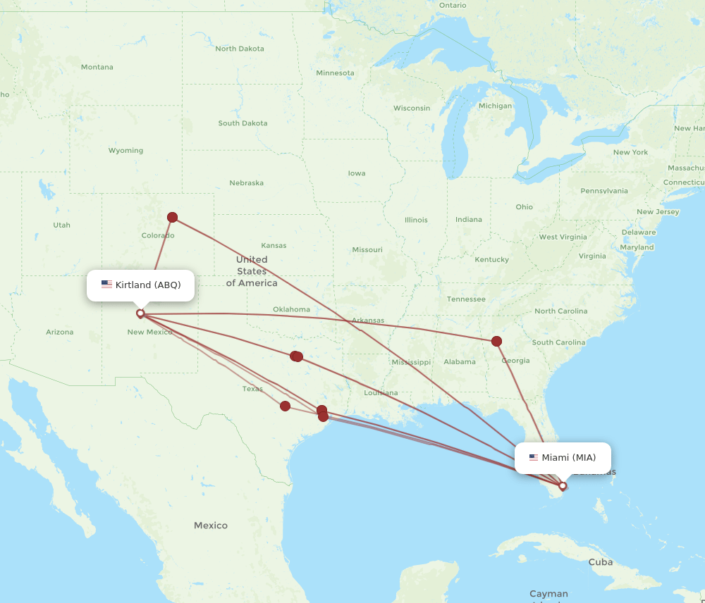 MIA-ABQ flight routes