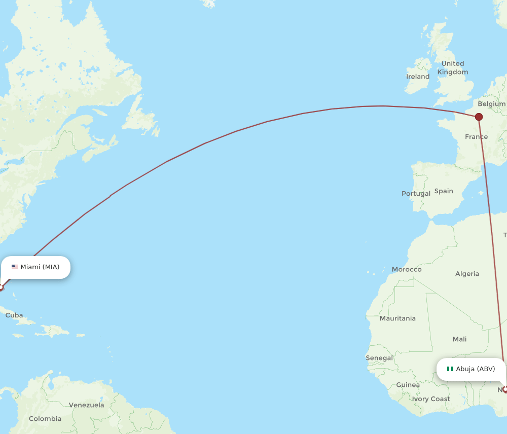 MIA-ABV flight routes
