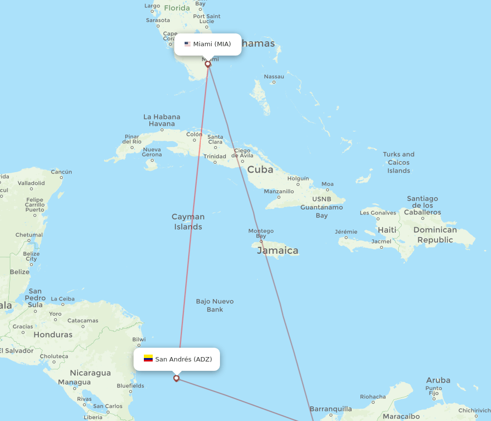 MIA-ADZ flight routes