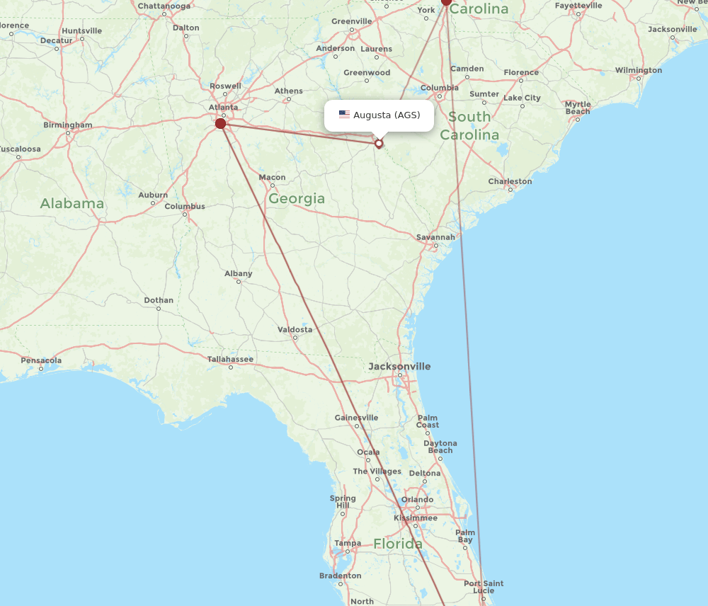 MIA-AGS flight routes
