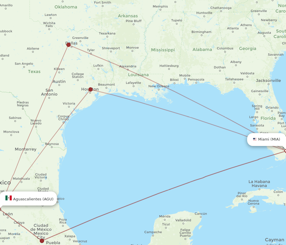 MIA-AGU flight routes