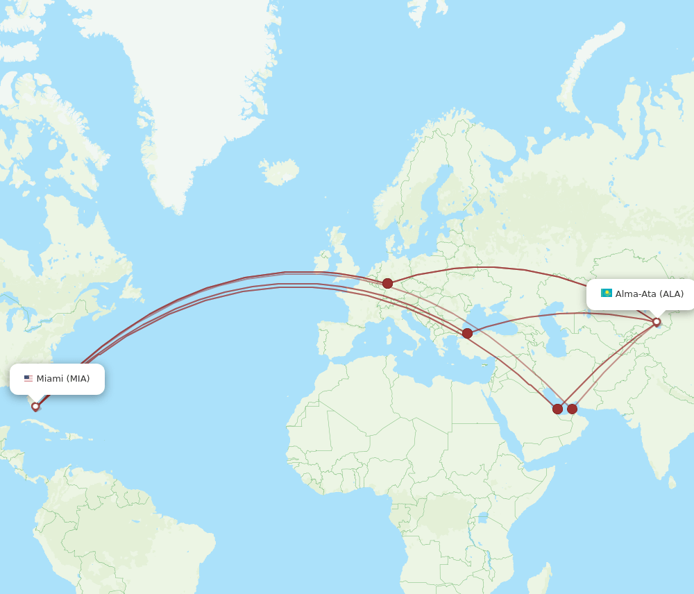 MIA-ALA flight routes