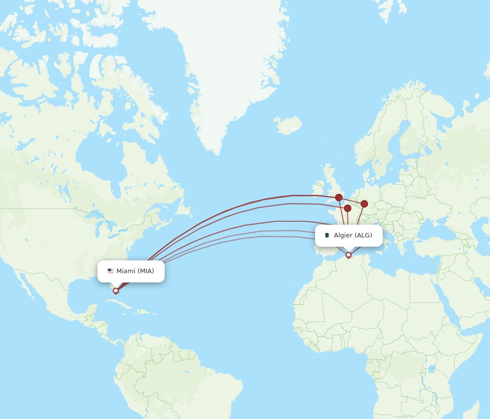MIA-ALG flight routes