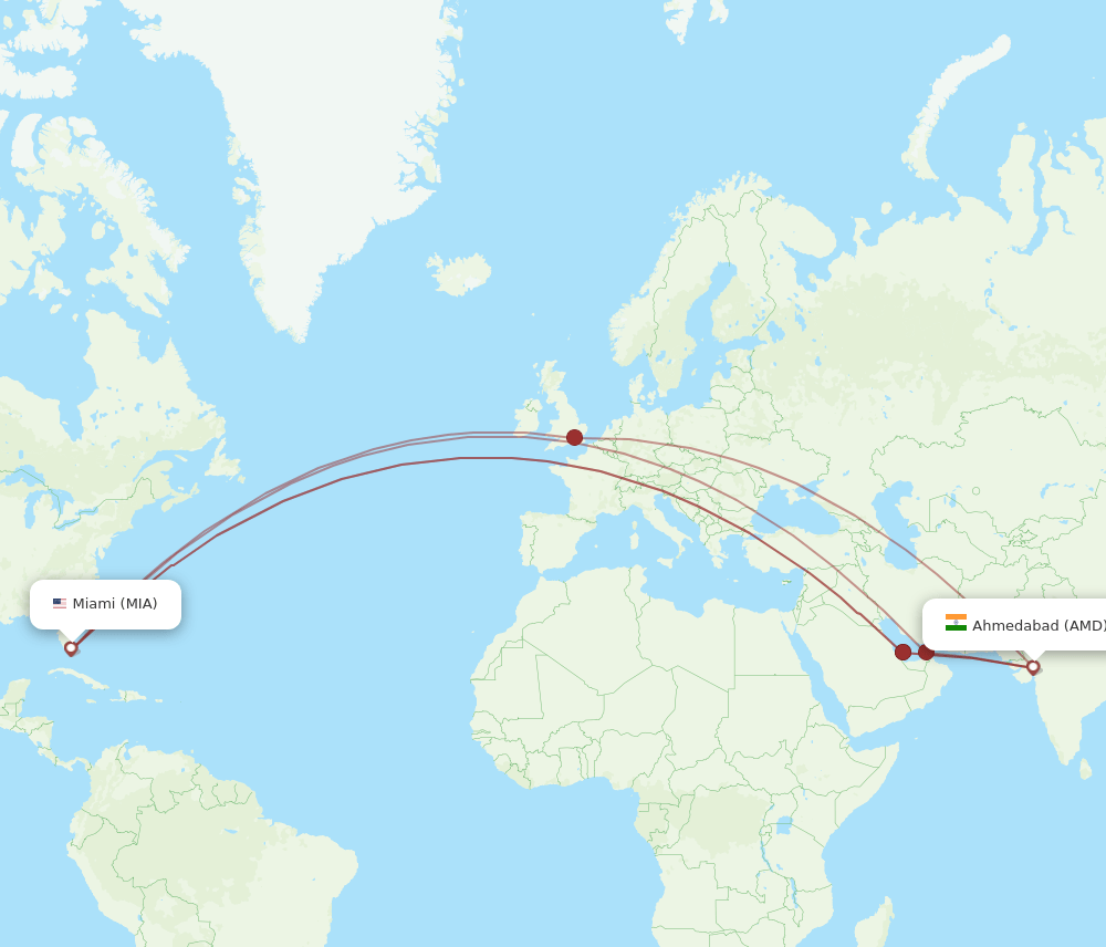 MIA-AMD flight routes