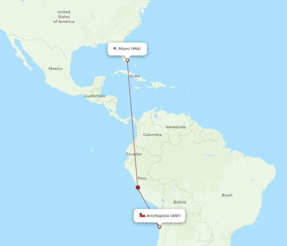 MIA-ANF flight routes