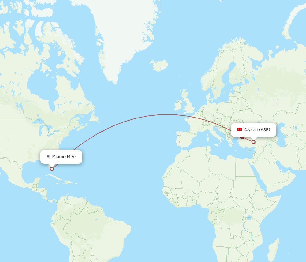 MIA-ASR flight routes
