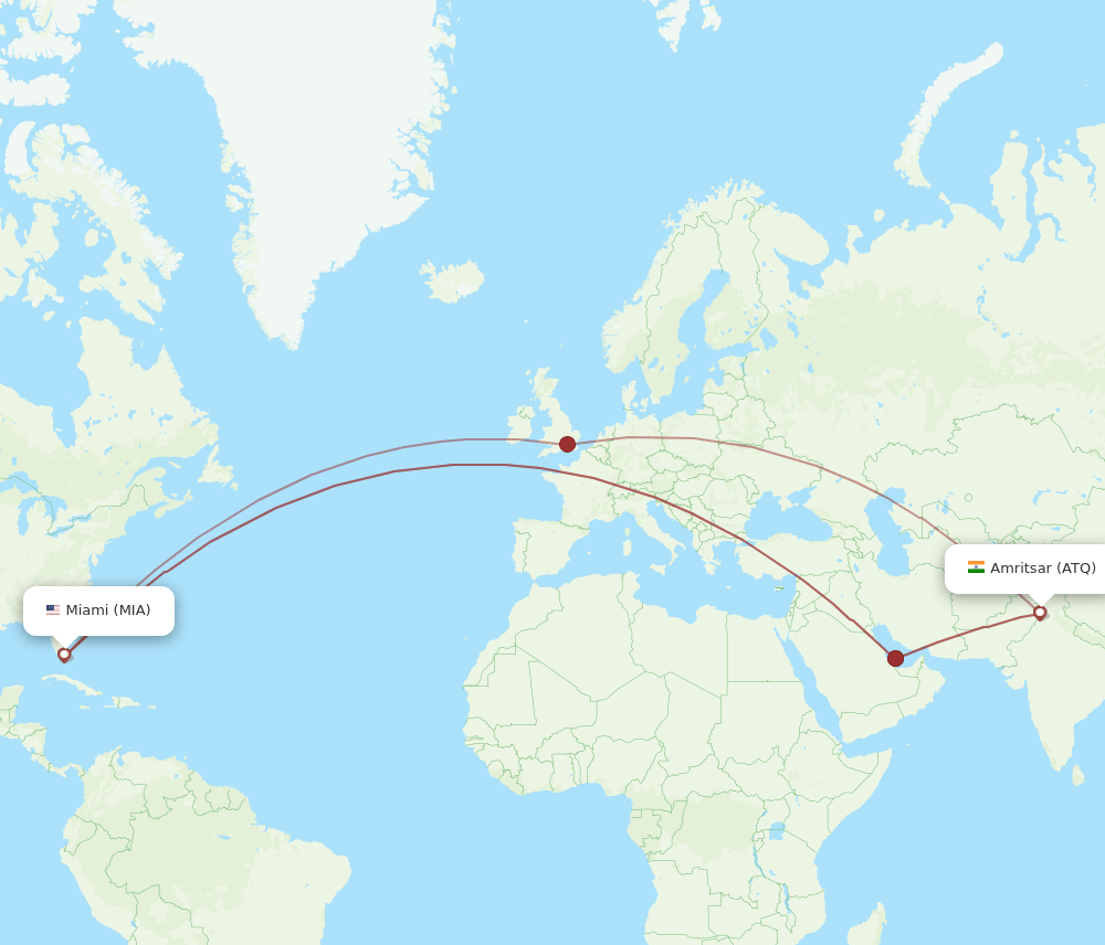 MIA-ATQ flight routes