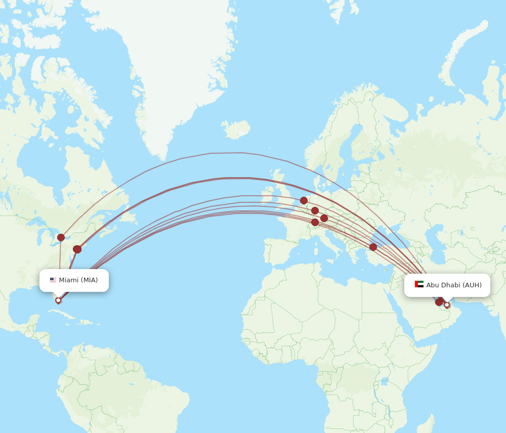 MIA-AUH flight routes