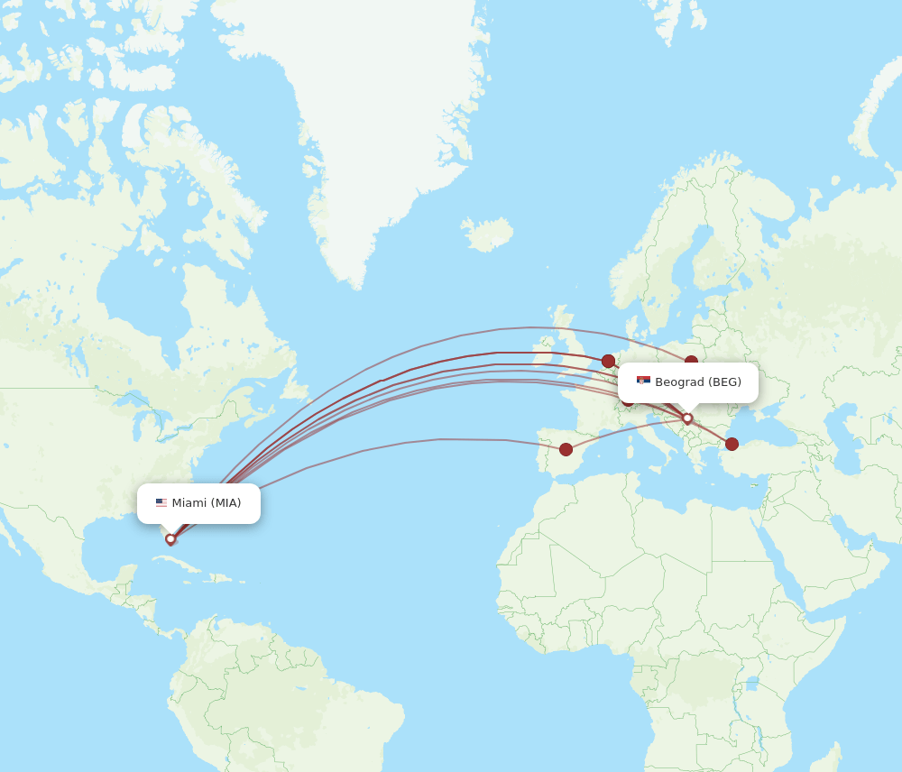 MIA-BEG flight routes