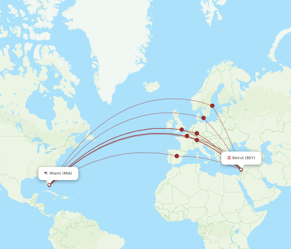 MIA-BEY flight routes