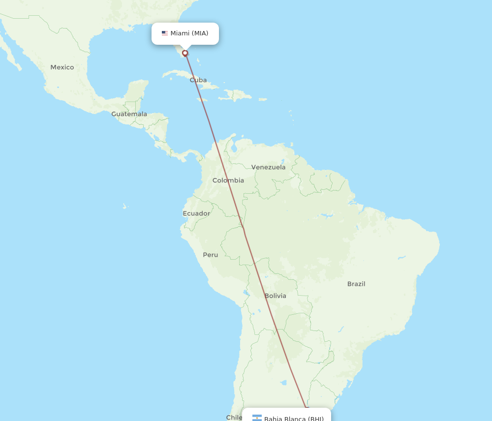 Flights Miami to Bahia Blanca, MIA to BHI - Flight Routes
