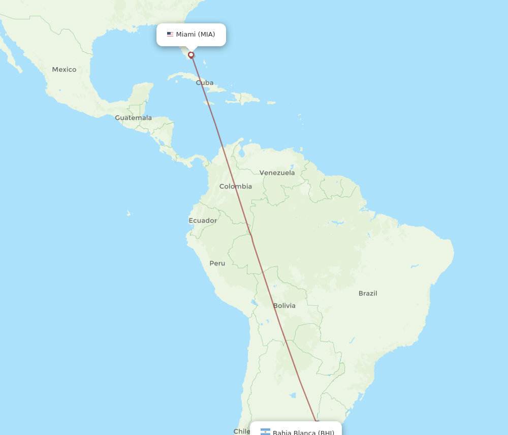 MIA-BHI flight routes