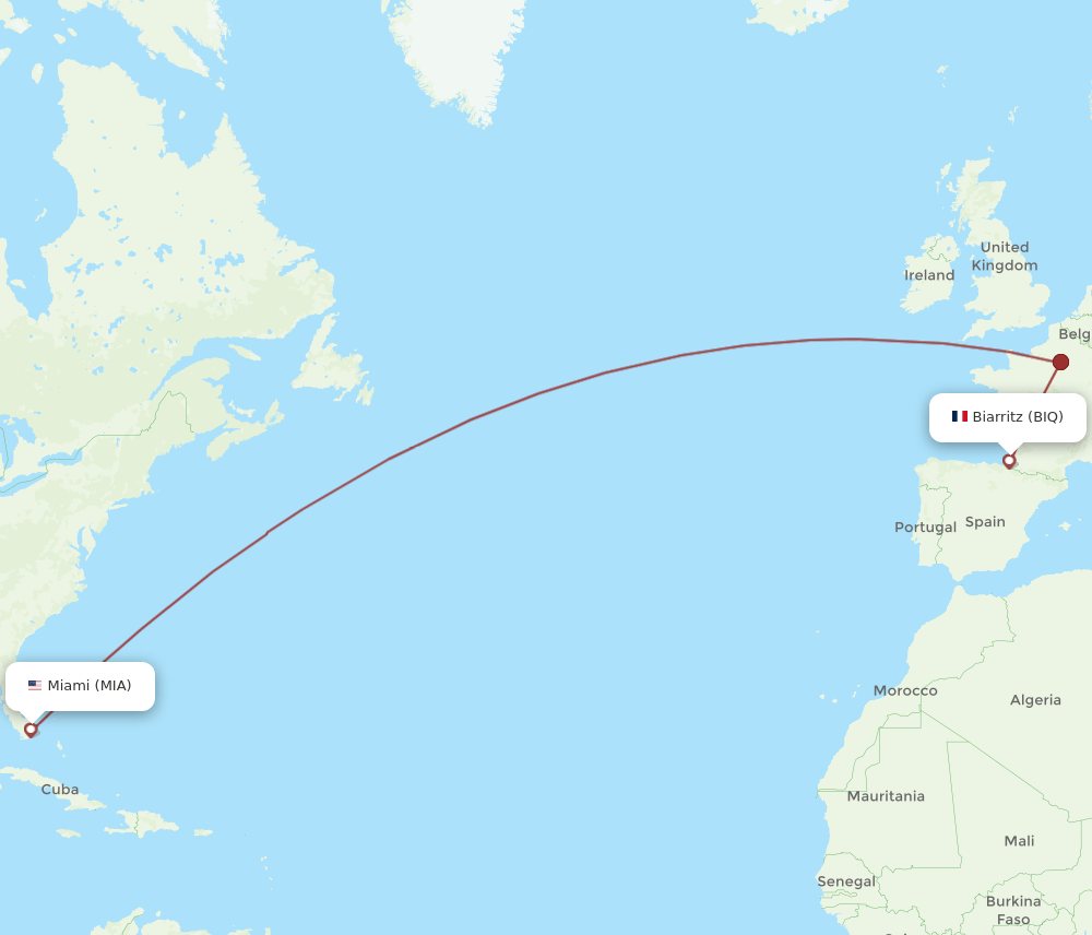 MIA-BIQ flight routes