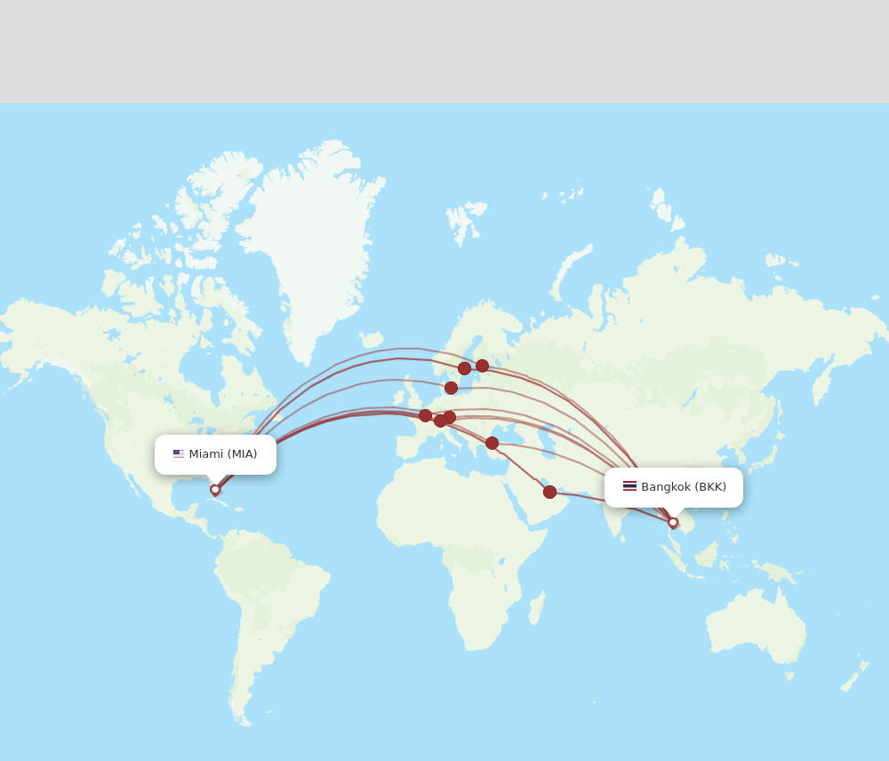 MIA-BKK flight routes