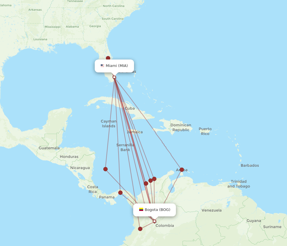 MIA-BOG flight routes