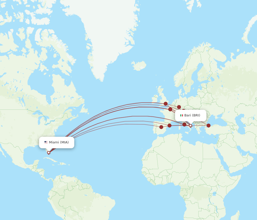 MIA-BRI flight routes