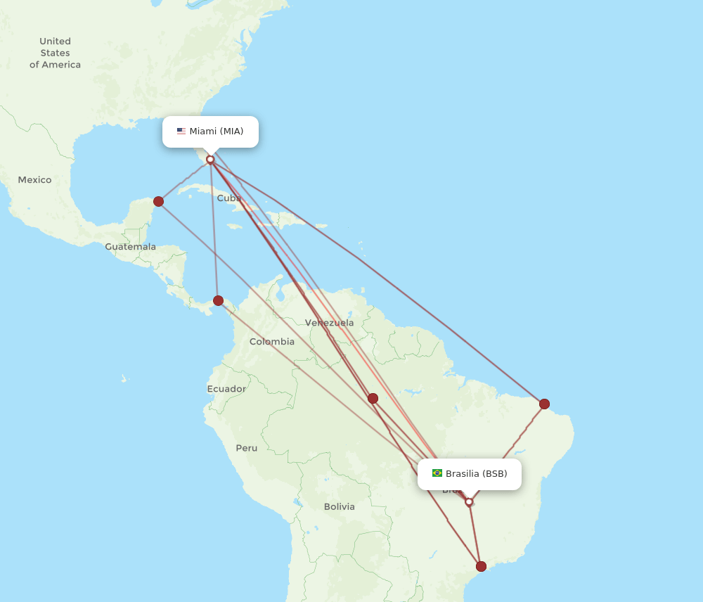MIA to BSB flights and routes map