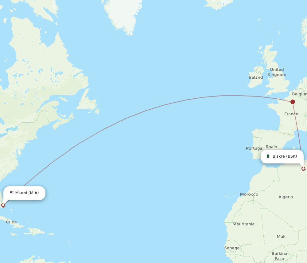 MIA-BSK flight routes