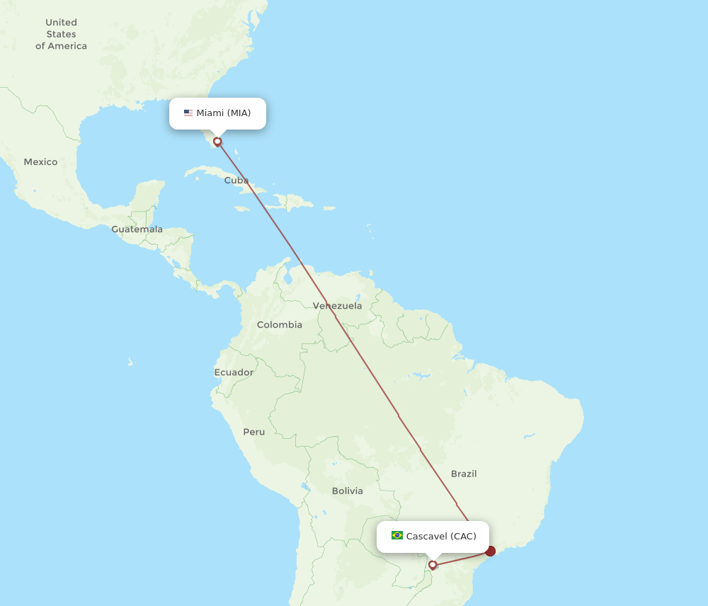 MIA-CAC flight routes