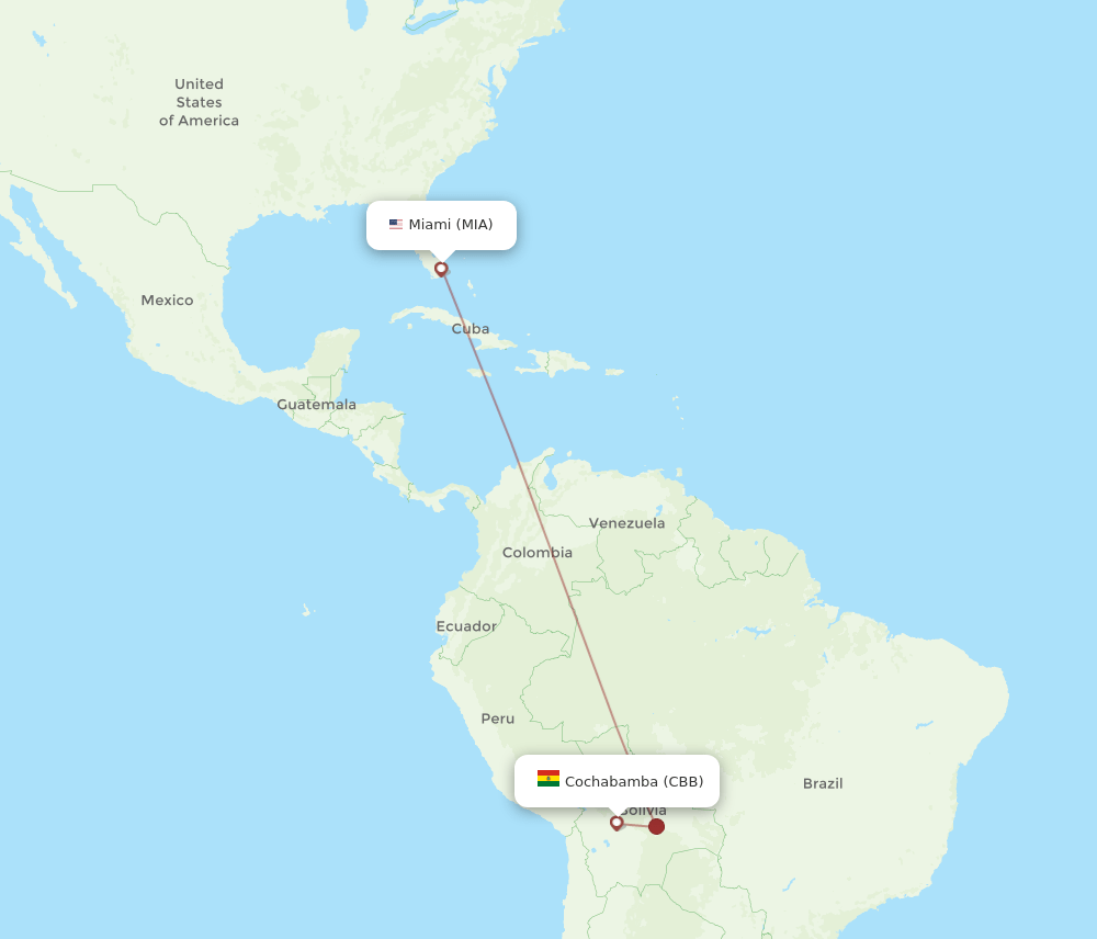 MIA to CBB flights and routes map