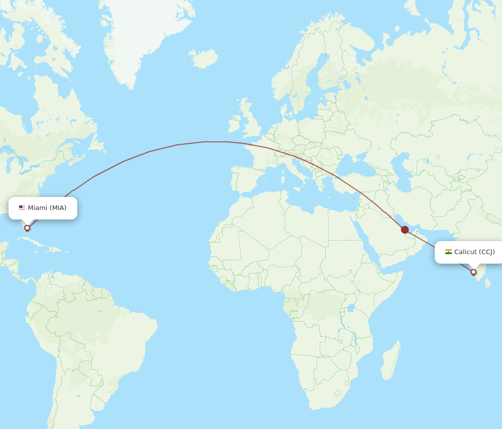MIA-CCJ flight routes