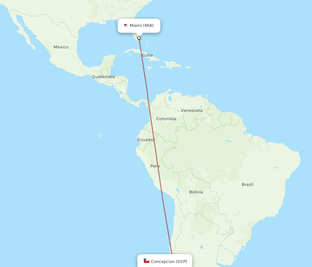 MIA-CCP flight routes