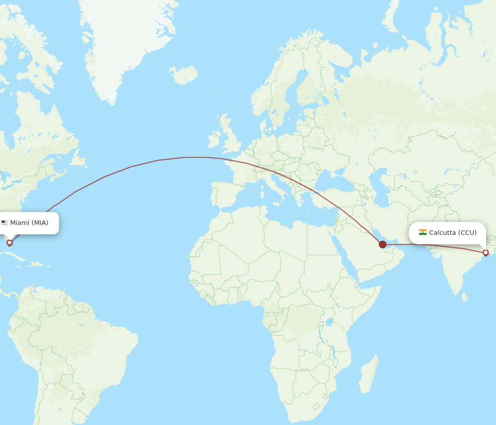 MIA-CCU flight routes