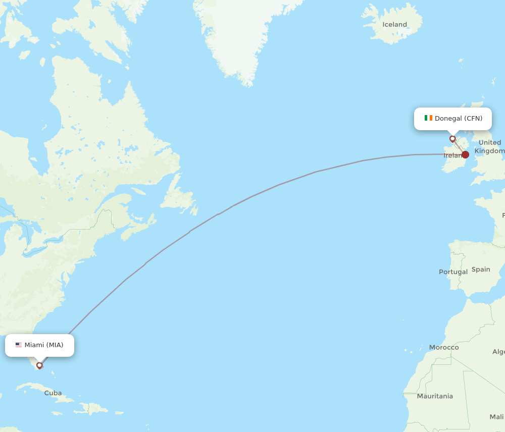 MIA-CFN flight routes