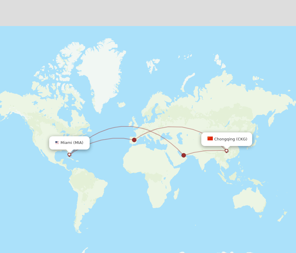 MIA-CKG flight routes