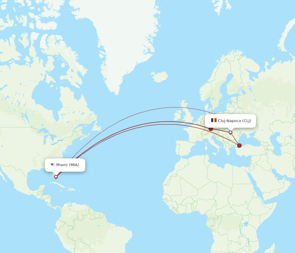 MIA-CLJ flight routes