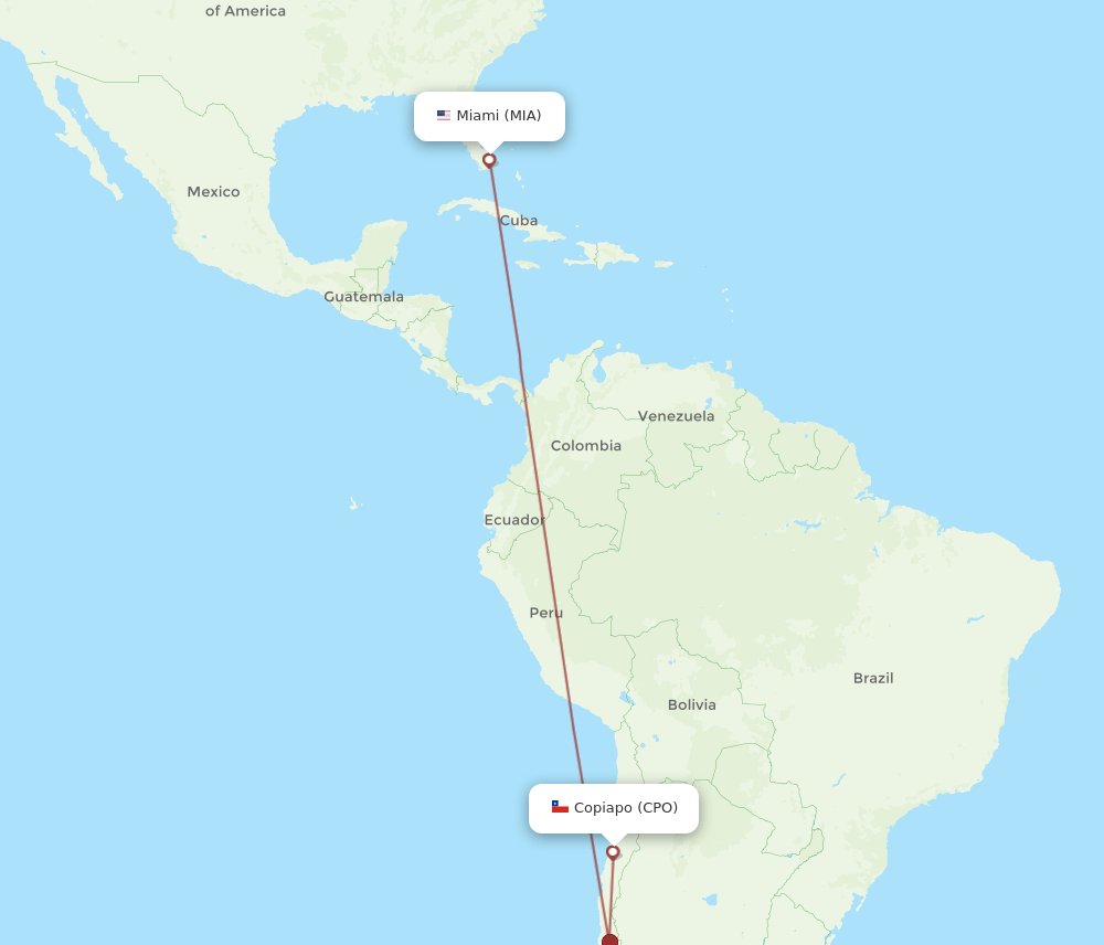 MIA to CPO flights and routes map