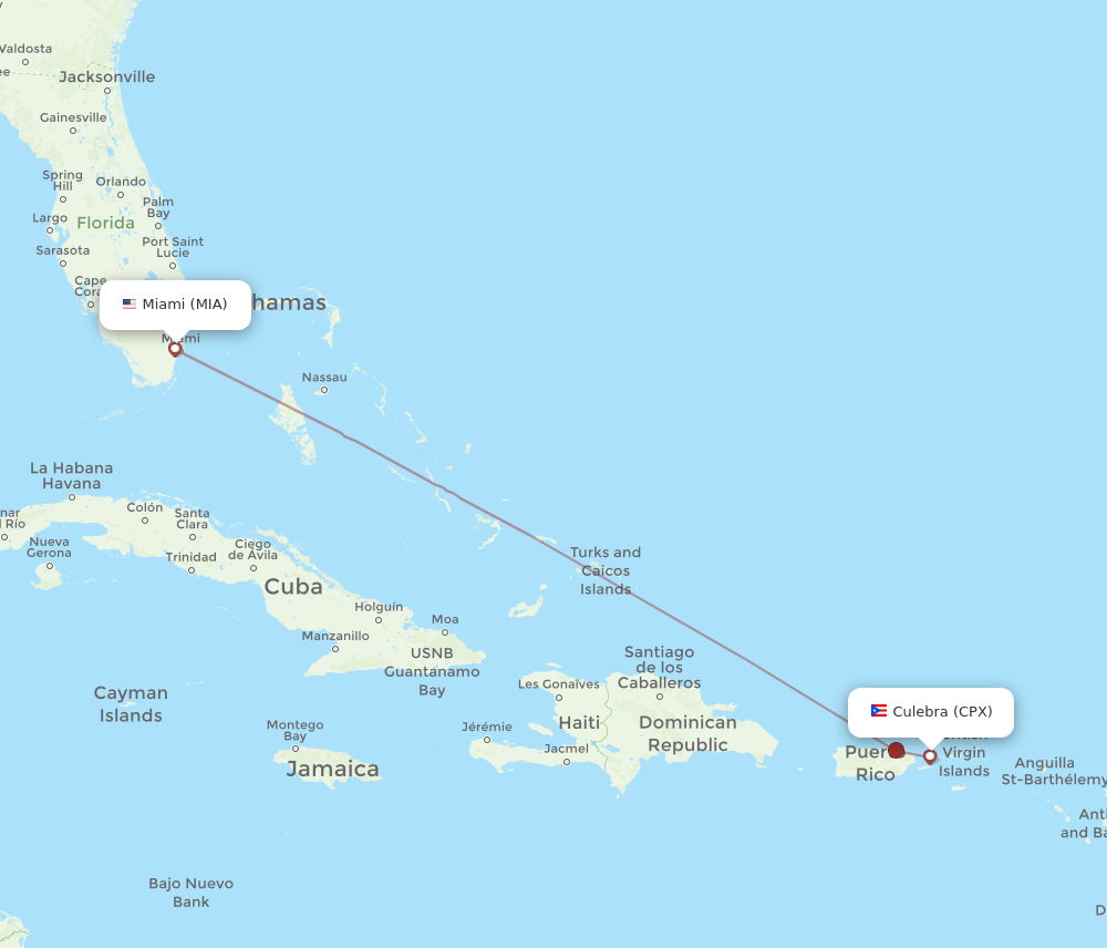 MIA to CPX flights and routes map
