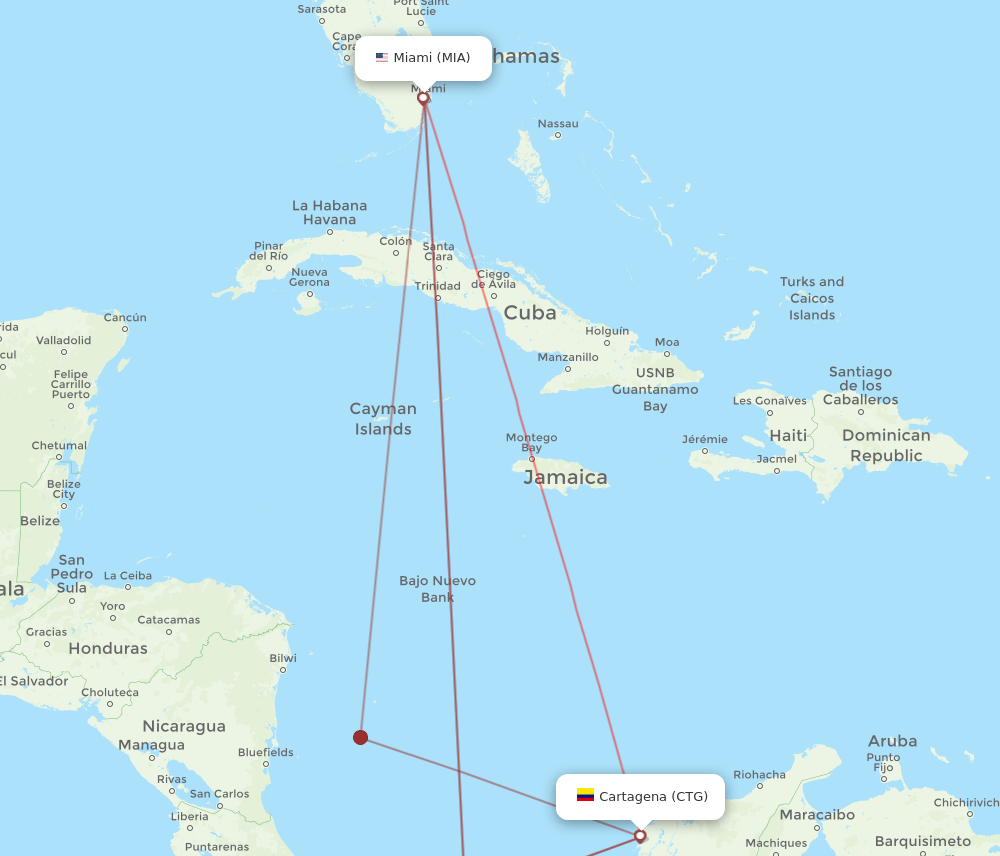 MIA-CTG flight routes