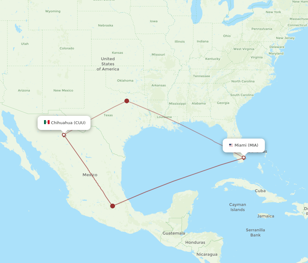 MIA-CUU flight routes